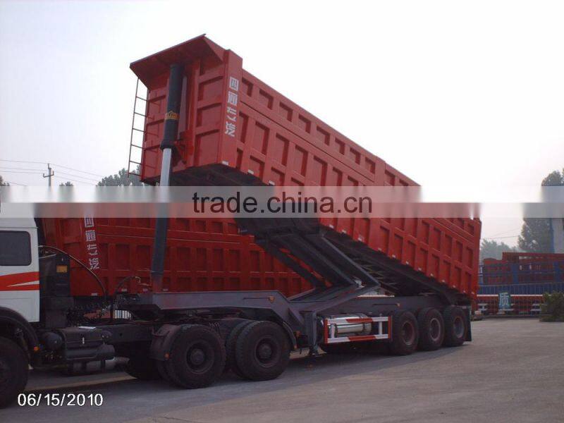 Three Wheels Semi Dumping Trailer And Dump Truck On Sale