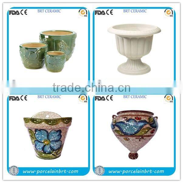 Clay round garden flower Pot Plant