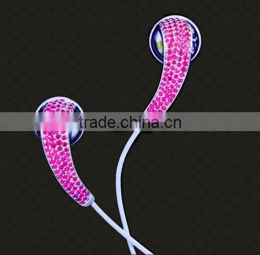 For iphone5/6/6s/plus in-ear earphone, luxury earphone with crystal for music,luxury earphone