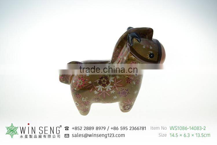 cheap coin box lovely design flower patterns horse shaped ceramic animal piggy bank