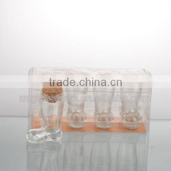 4pcs clear boot shot glass with pvc