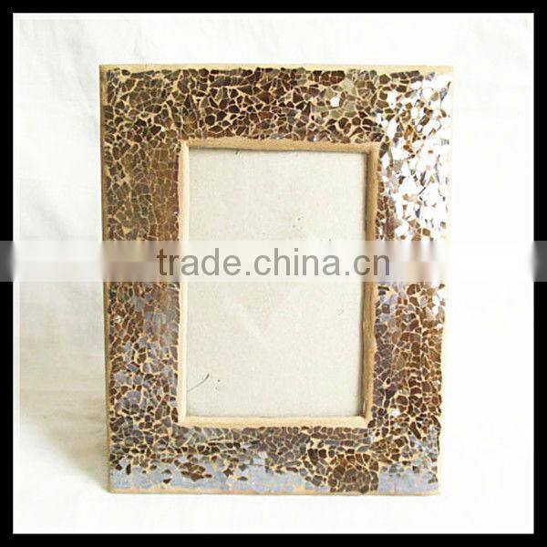 Black Crackle Mirrored Mosaic Heart Shape Handmade Decorative Photo Frame