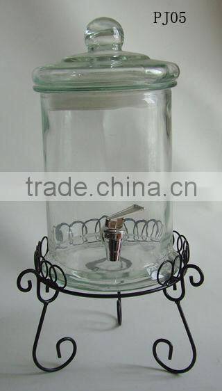 ZIBO 5L clear cylinder glass jar with glass lid/ wine dispenser
