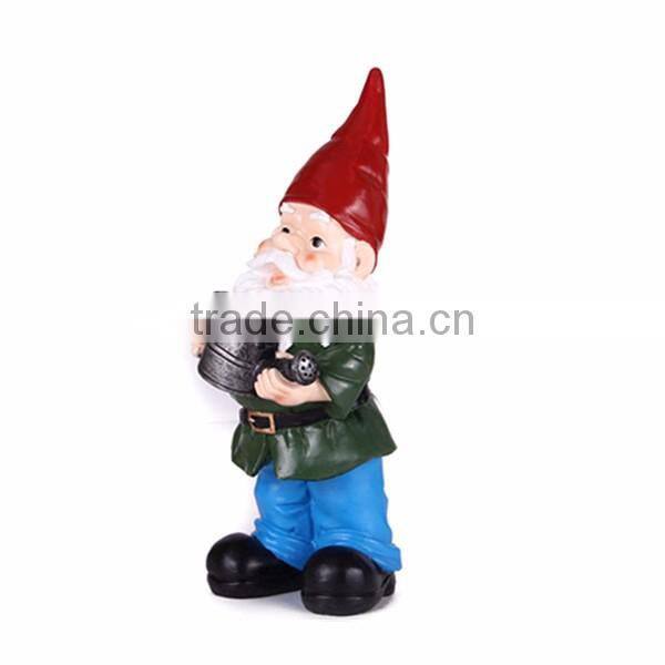 Hand painted christmas garden gnome watering yard gnome