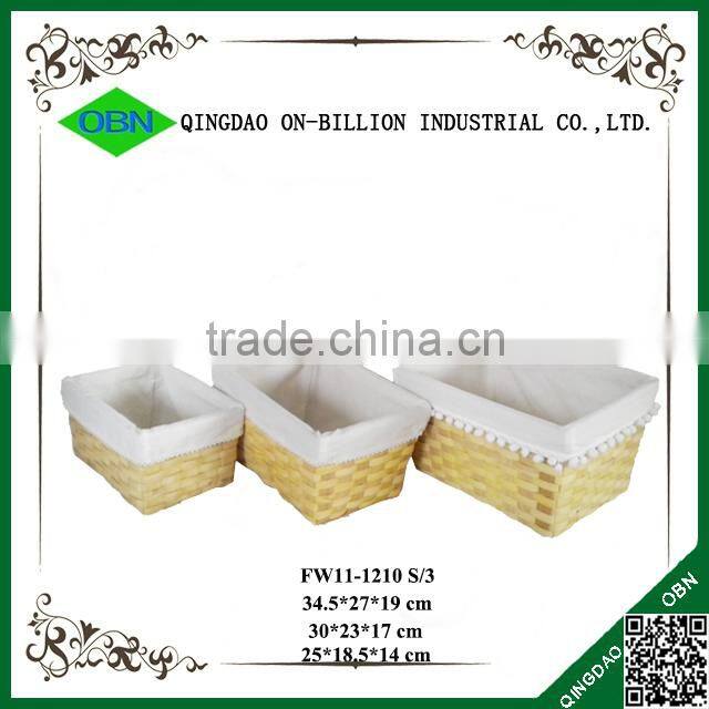 Wood chip eco-friendly basket with white liner