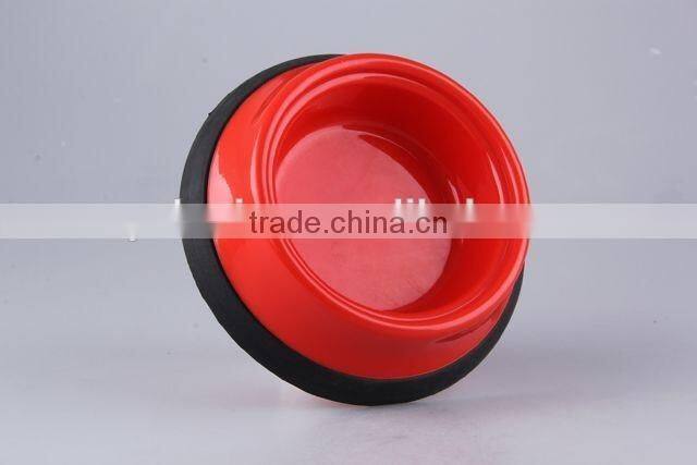 Plastic slip-resistant pet bowl with rubber bottom/ dog bowl