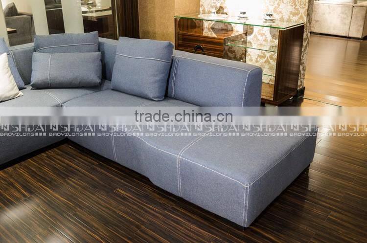 2016 Latest New L Shaped Sofa Designs Linen Fabric Sofa