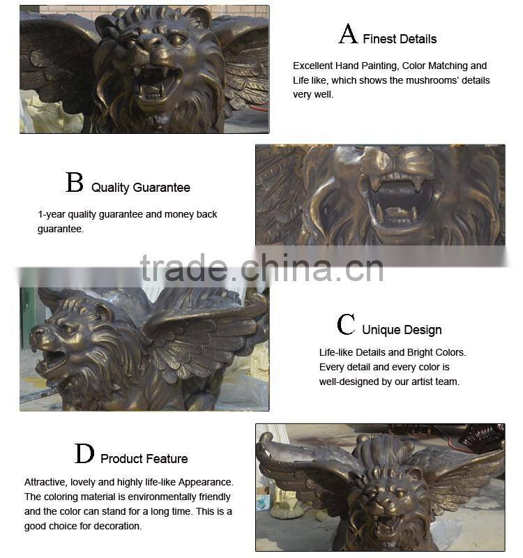 home garden resin craft fiberglass fly lion sculpture