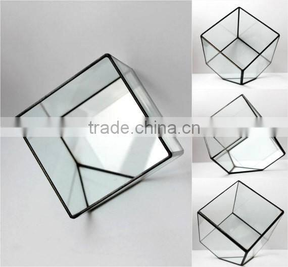 Modern Planter for Indoor Gardening Geometric Handmade Glass Terrarium