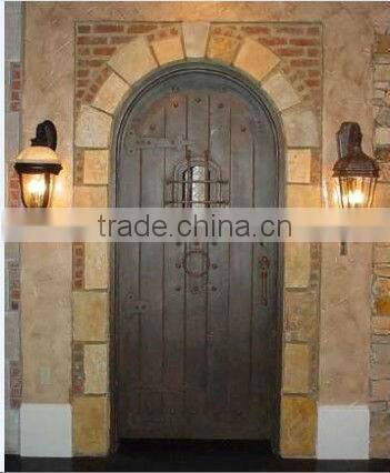 Bisini European elegant luxury arch design wrought iron door (BG90067)