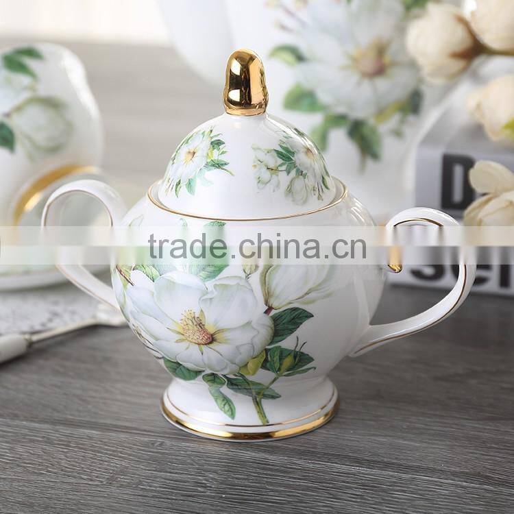 Set of 15pcs bone china flowers design coffee set