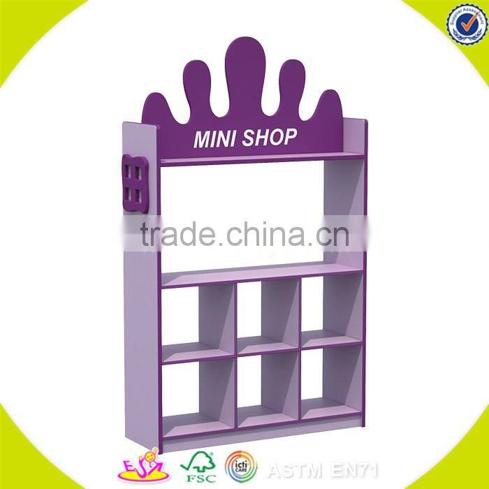 wholesale household design wooden toys storage shelf for kids with 5 plastic bins 2 Tier Wooden toys storage organizer W08C033