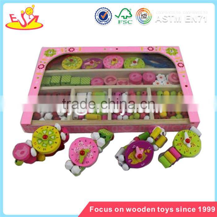 Wholesale DIY beautiful wooden string animal beads toy lovely baby wooden animal beads toy W11E009