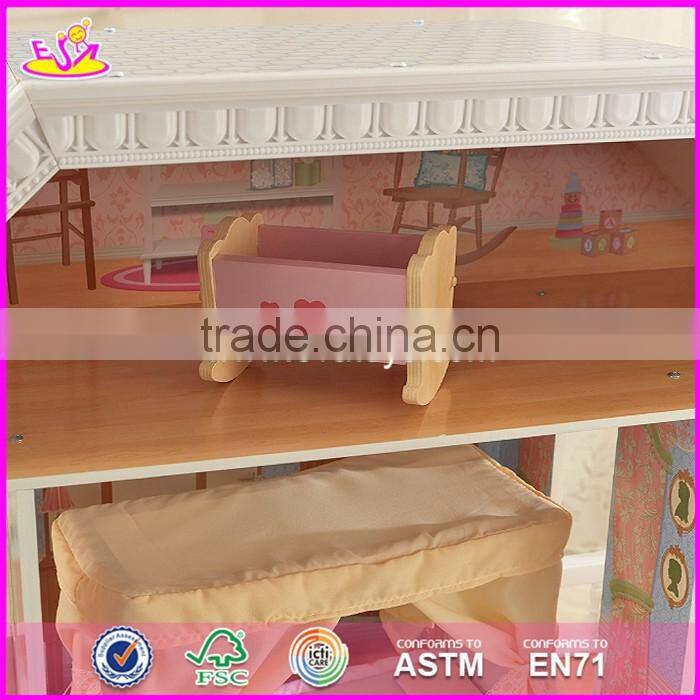 New design beautiful princess wooden dollhouse for children W06A218