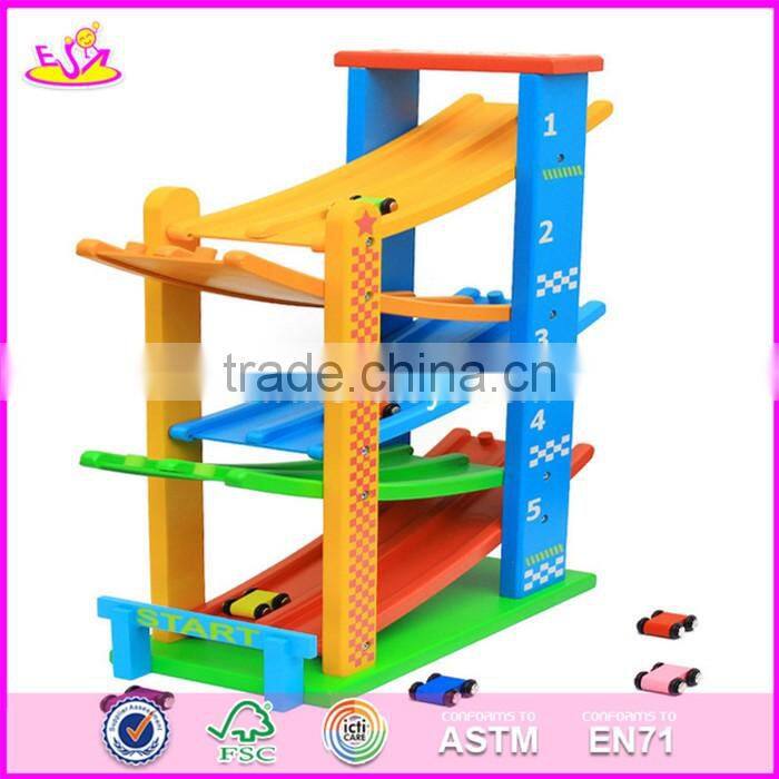 2017 new design 5 levels children funny wooden race car track toy W04E050