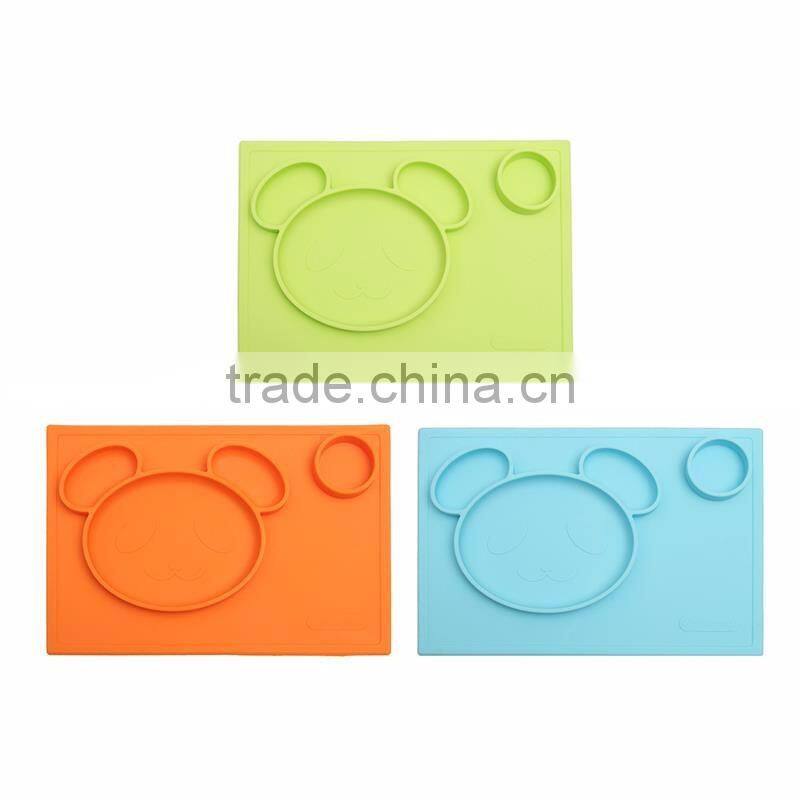 Kids silicone square shaped snack trays hot selling silicone baby plates