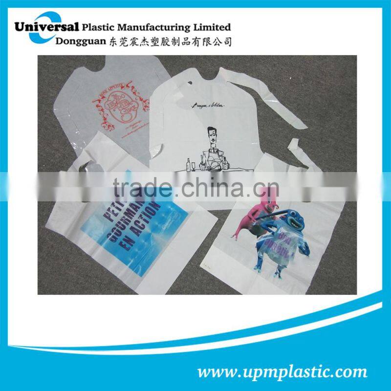 One time use disposable waterproof kitchen LDPE plastic apron baby bibs