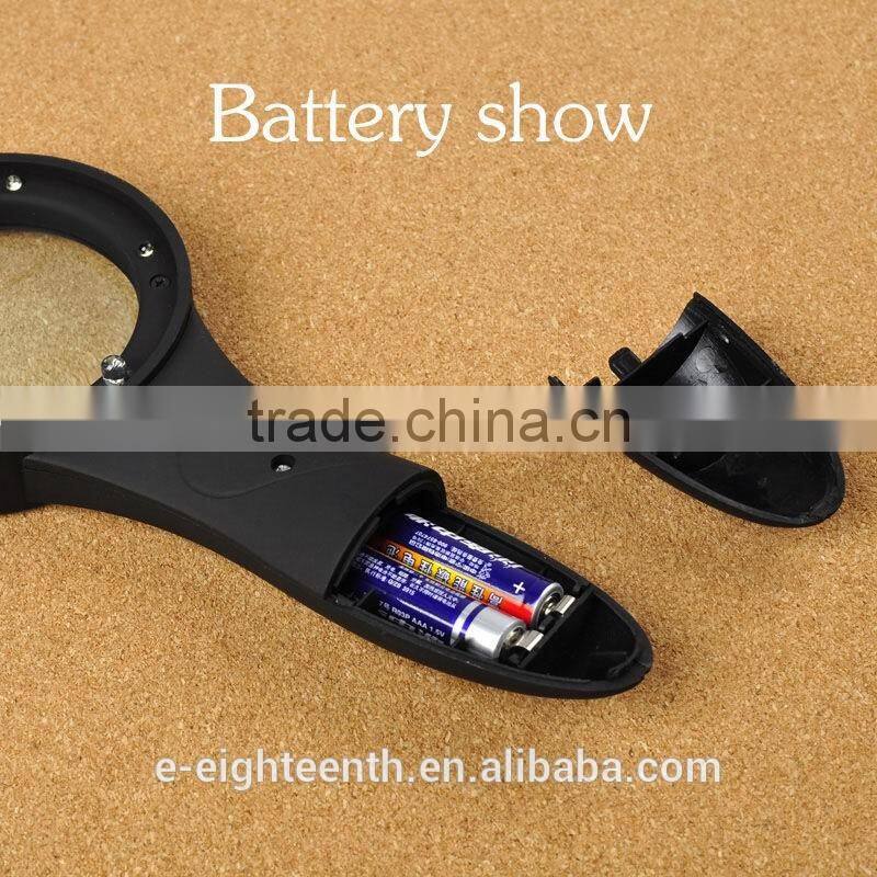 2016 New TH600559 4-10X loupes ABS material high rubber magnifying lens Handheld Magnifier quality frosted with LED UV lamp