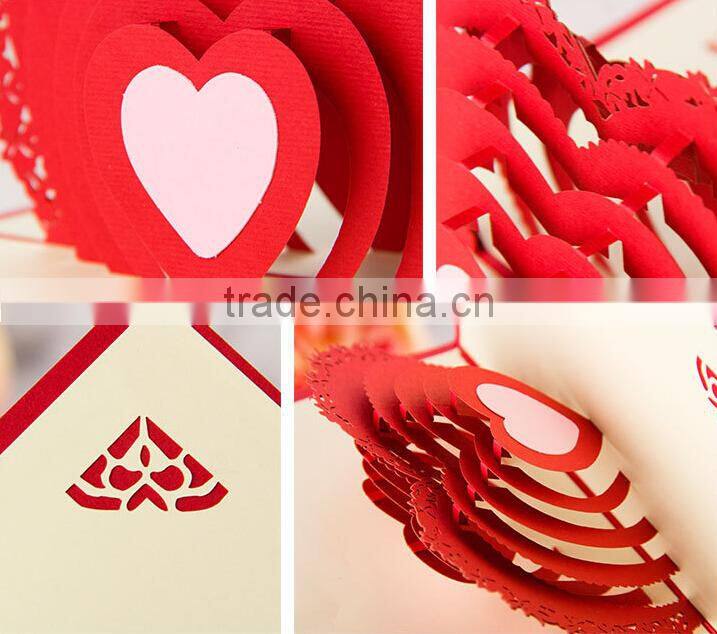 High Quality Paper Material Happy Wedding Day Card, Greeting Card,Valentine Day Card 3D Paper Handmade Folding Greeting Cards