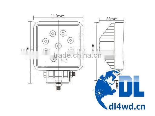PMMA lens 27w auto led driving light square led work light for auto off road car