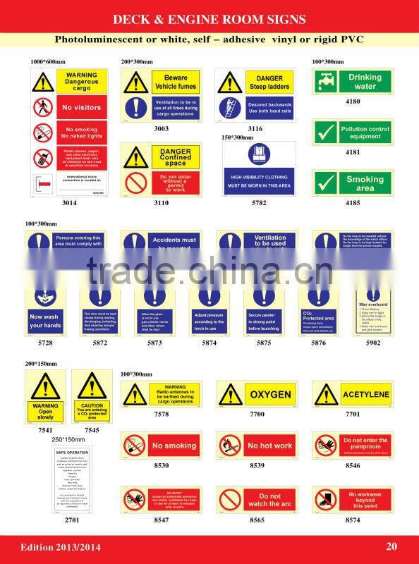 Deck and Engine Room Sign IMO Symbols