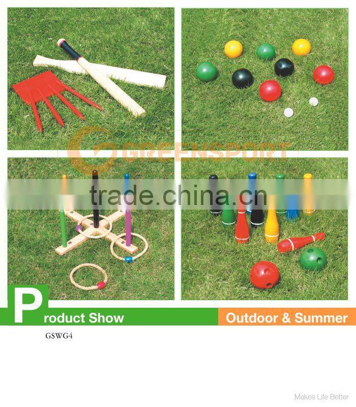 4 game set GSWG4 BOWLING WOODENBOCCE BASEBALL AND CRICKET RING TOSS