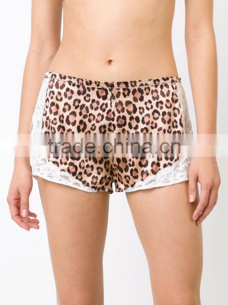 Women Fashion Leopard Print Ladies Sexy Lace Tap Shorts Pants Wholesale Custom Apparel Clothing Made in China