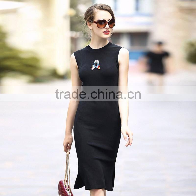 High quality 2016 spring knit woolen women vest dress sexy fashion evening dress