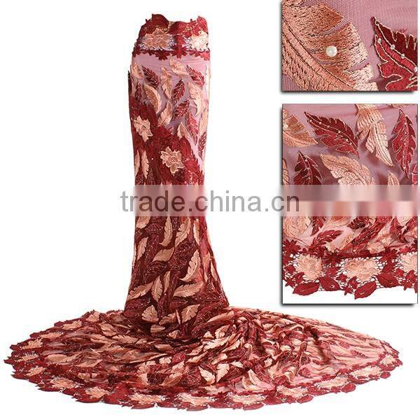 Bestway Hot Selling Beaded Bridal Lace Trimmings For Dress With Pearls FL0192