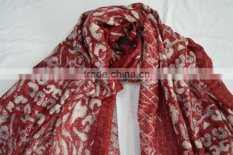 Fashion hot stylish lady jacquard leopard soft 100%viscose winter scarf