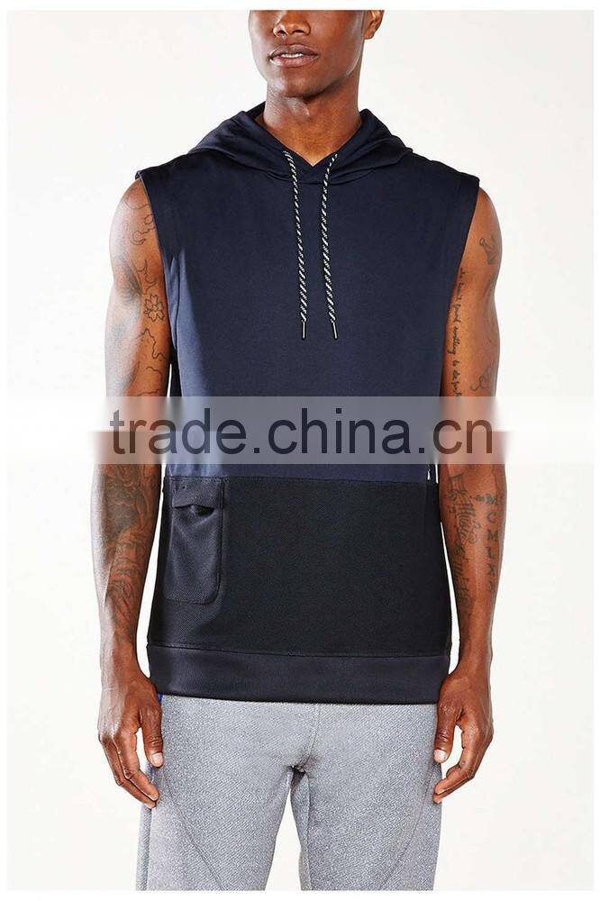 Wholesale newest design sleeveless hoodie zip up sleeveless zip hoodie