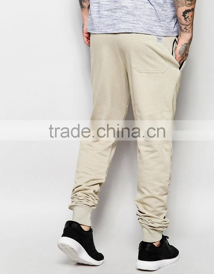 Custom design 100% cotton mens skinny joggers with pulling rope