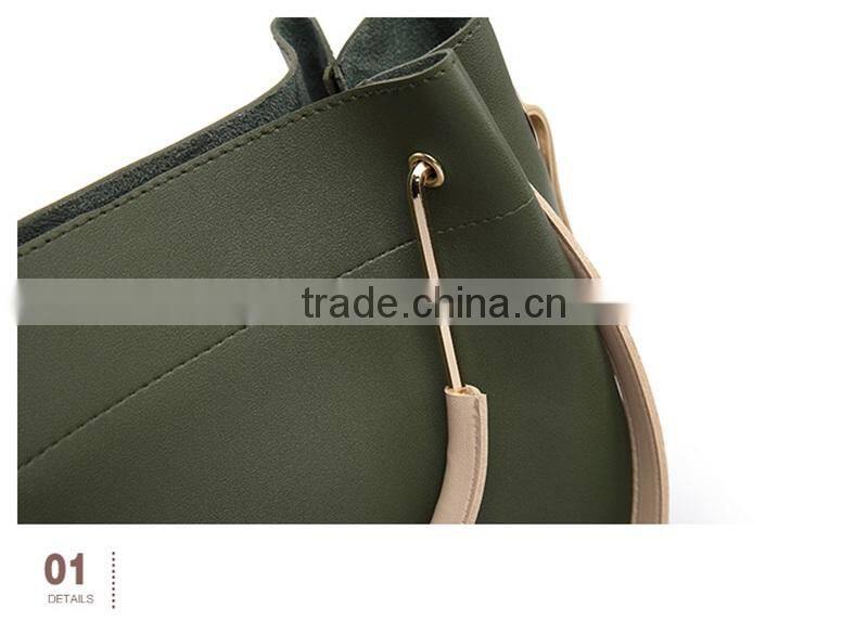 Army Green Metal Handle Handbag Fashion Messenger Bag
