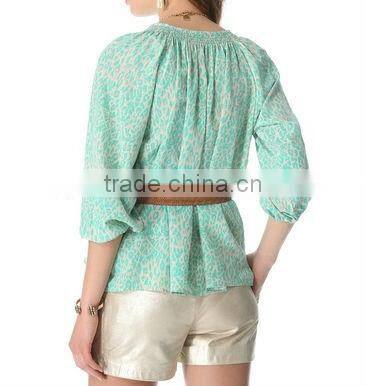 2013 New Arrival Elegant Chiffon Blous With Belt