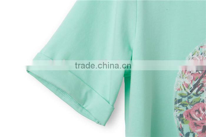 high fashion summer short sleeve lace printed designed crochet top fashion blouses 2015, design short sleeves elegant blouses