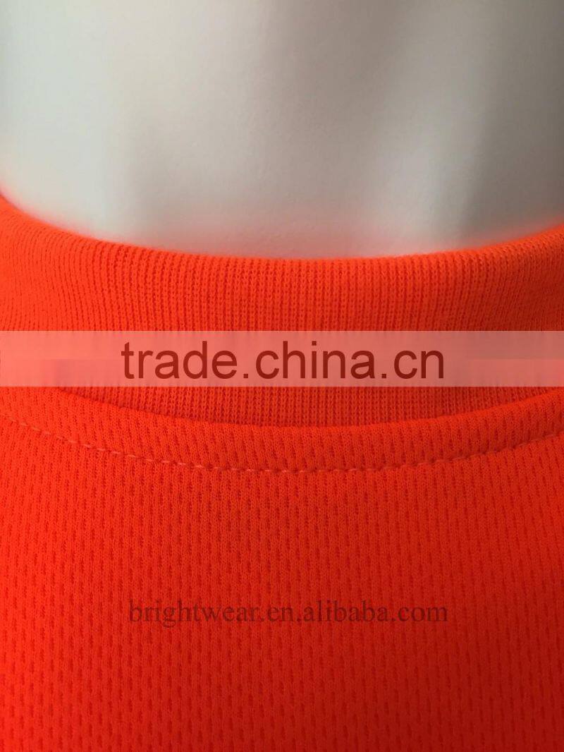 HV orange long sleeve sew-on reflective tape ANSI manufacturer security T-shirt