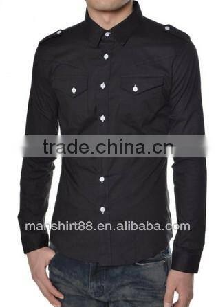 slim fit long sleeve military style casual shirt