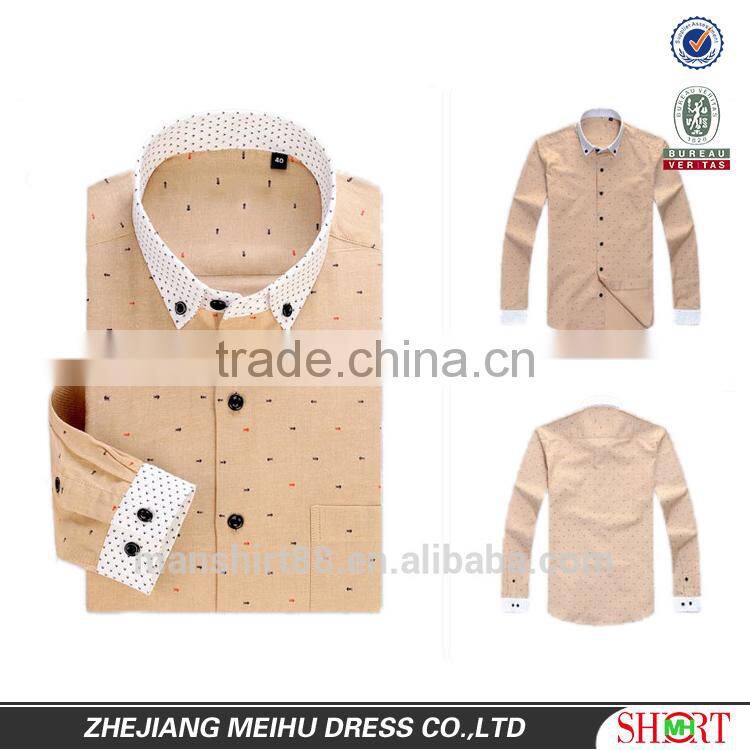 mens long sleeve contrast color printed oxford casual shirt