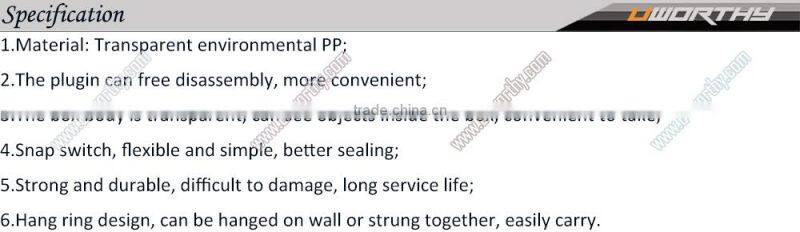 15 Compartments Hard Plastic Transparent Jewelry Storage Box Organizer with Removable Dividers