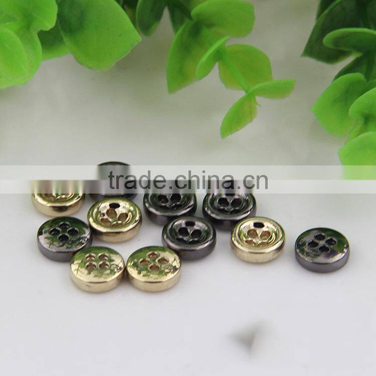 Gold Black 10mm 4-Holes Round Custom Metal Shirt Buttons For Garment