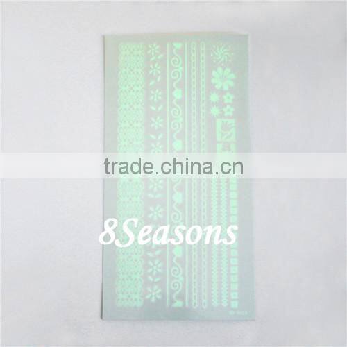 Wholesale Price Mixed Pattern Metallic Glow In The Dark Waterproof Body Skin Temporary Tattoo Sticker