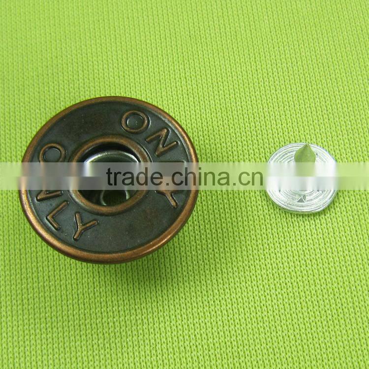 plating zinc alloy metal red antique copper screw jeans button for denims