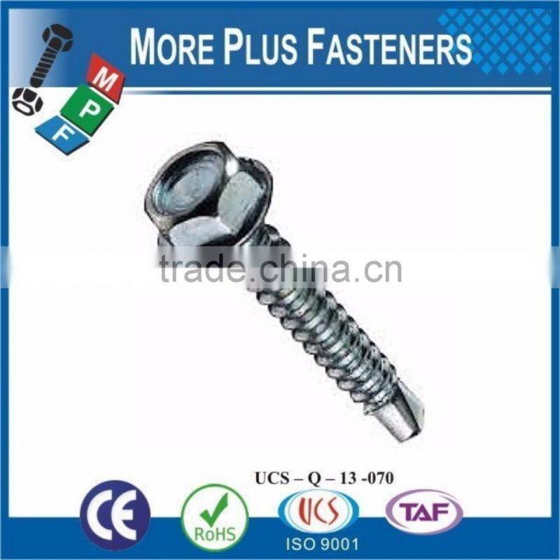Made in Taiwan ISO 15480 AISI 410 Self Drilling Screws Hexagon Flange Head Type K