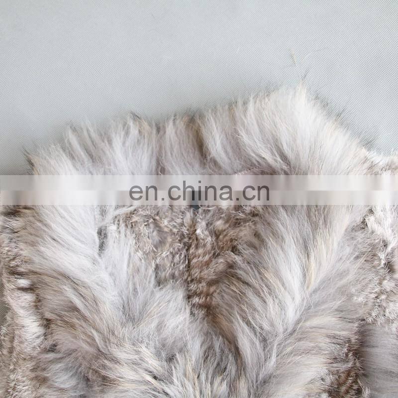 Real rabbit fur knitted weaven pattern fur vest/gilet