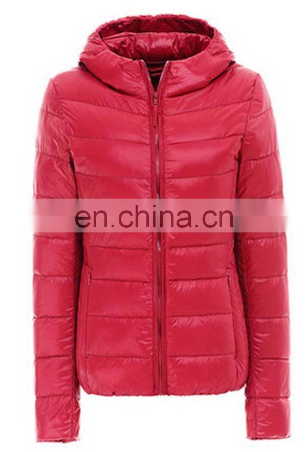 thin woman yellow down jacket with light color and weight