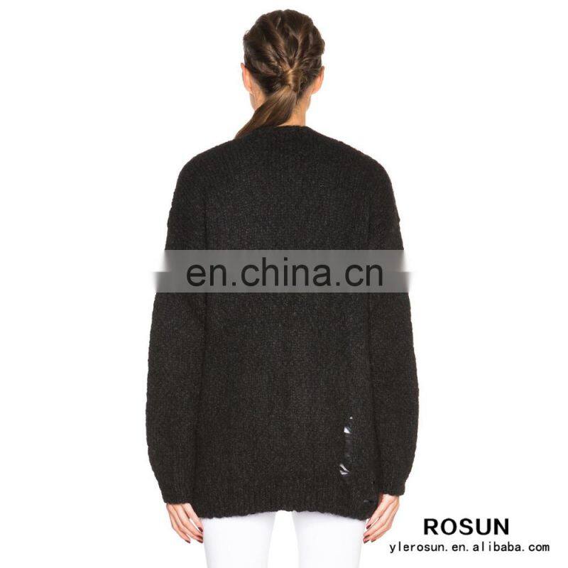 Open Knitwear Side Pockets Acrylic Boyfriend Cardigan Sweater Coat