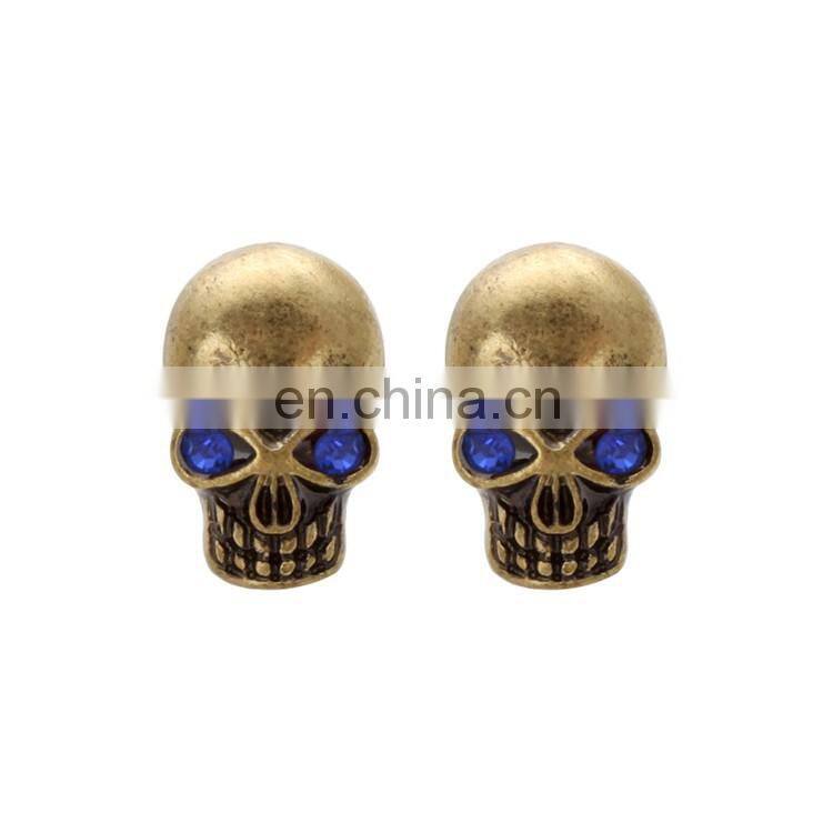 Jewelry wholesale steampunk bronze skull stud earrings for men