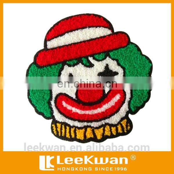 Sew on cloth use Clown chenille embroidery patch products, high quality chenille patch for clothings made in China