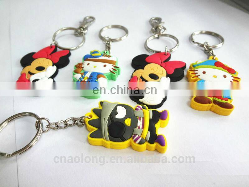 customized cartoon character shaped soft pvc 2d keychain,rubber keyring