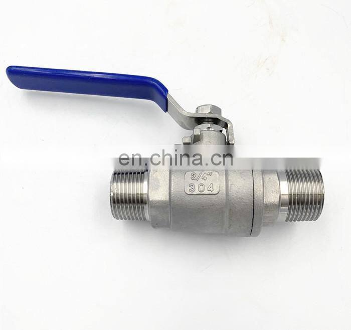 304 stainless steel 2-PC double outer silk ball valve 1/2 inch MxM thread